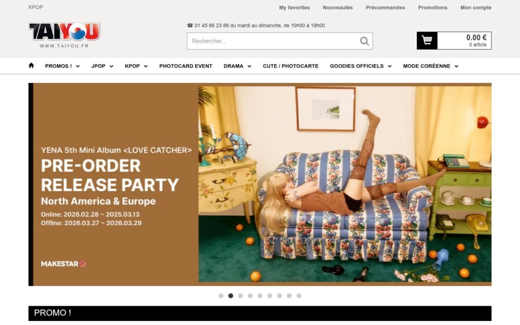 Capture d'écran du site web Taiyou